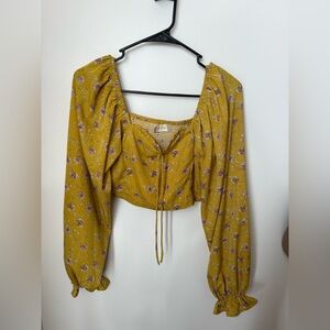 Altar'd State Mustard Floral Blouse
